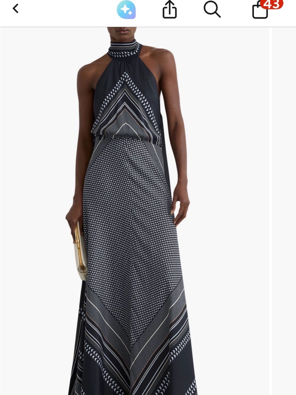 Reiss Black and White Geometric Midi Dress